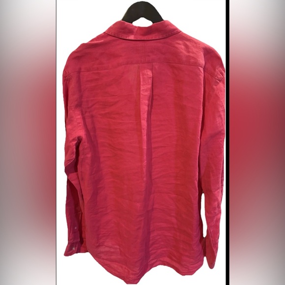 Ralph Lauren Polo Linen Shirt Long Sleeve XL Slim Fit Button Down Pink Fuchsia - Picture 3 of 9
